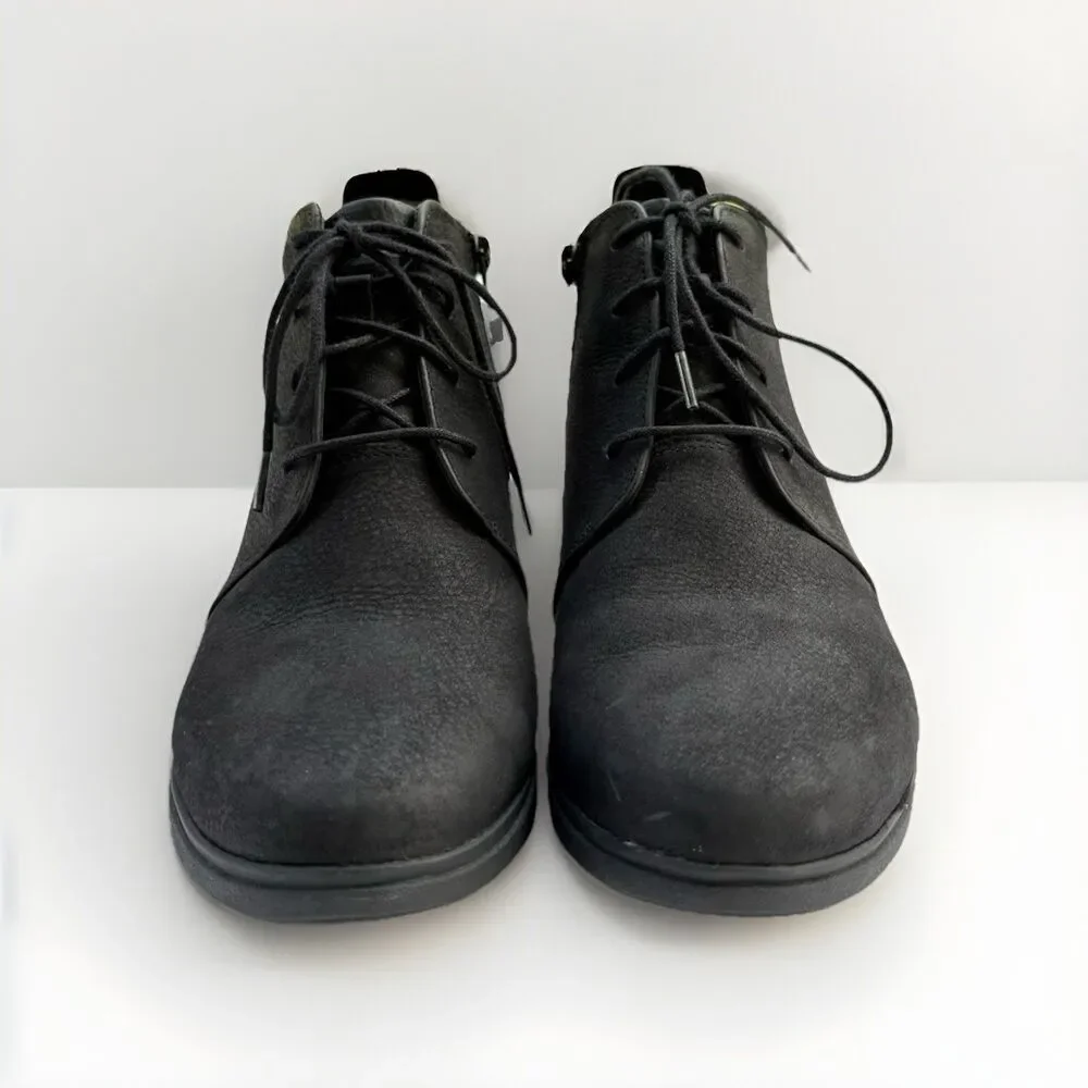 Clarks Unstructured Women's Ankle Booties Black Leather Lace Up Wedge Size 8 M